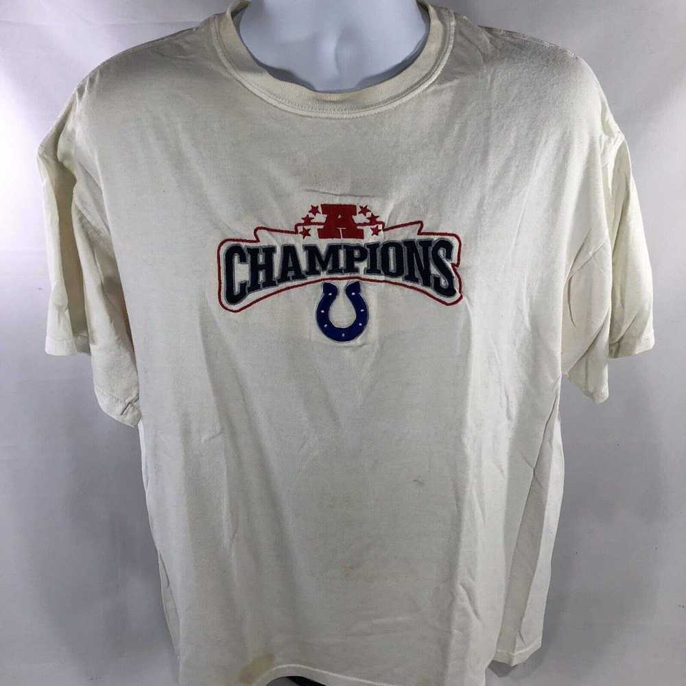 Colts Champions NFL Football Early 2000s T Shirt Size XL Stained Discolored
